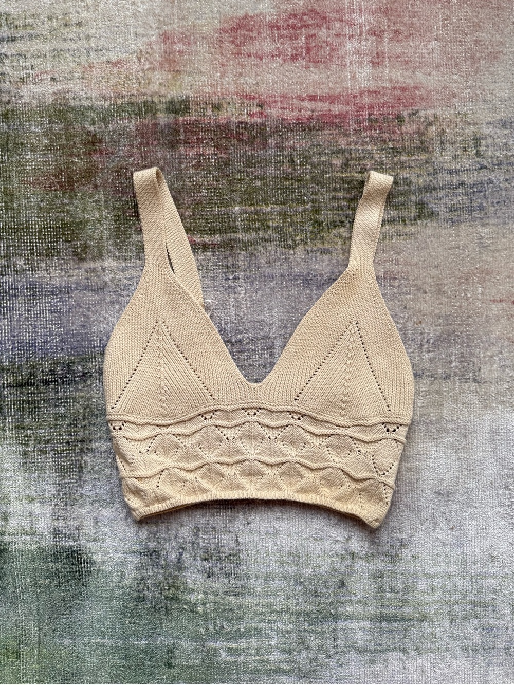 Free People Beige Knit V-Neck Bralette